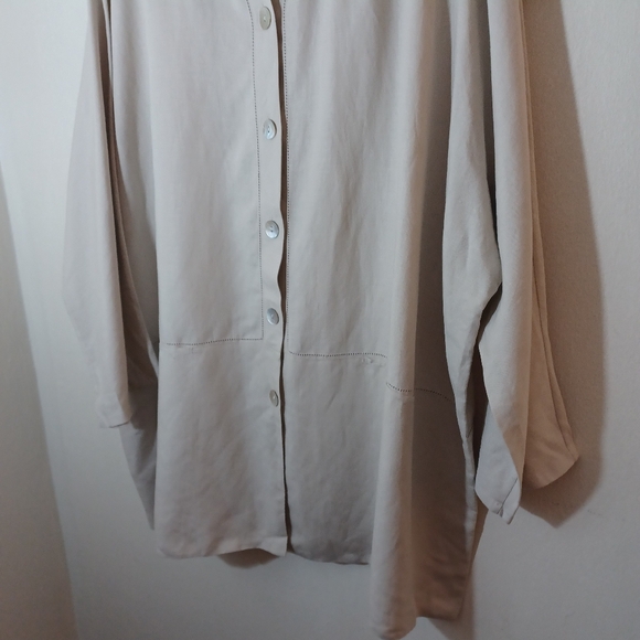 Coldwater Creek Womens Loose-fitting Button Up Tunic Pre-owned 3X Beige - Picture 7 of 15